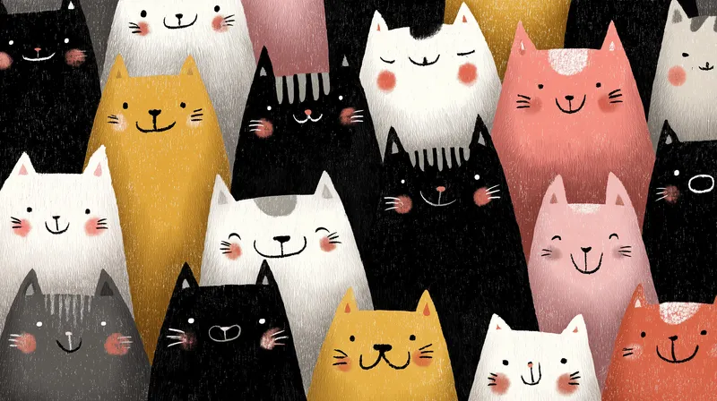 Crowd of Cheerful Cats wallpaper