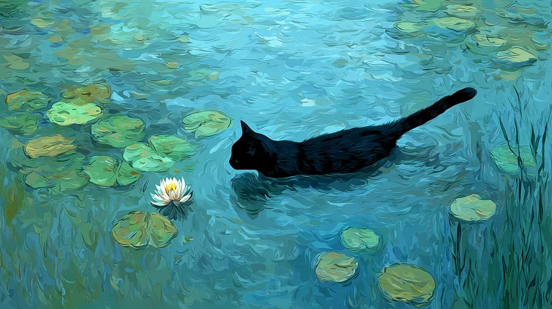 Midnight Swimmer Among the Lilies wallpaper