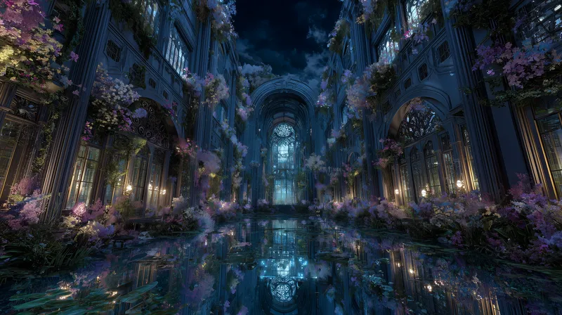 Moonlit Enchanted Hall wallpaper