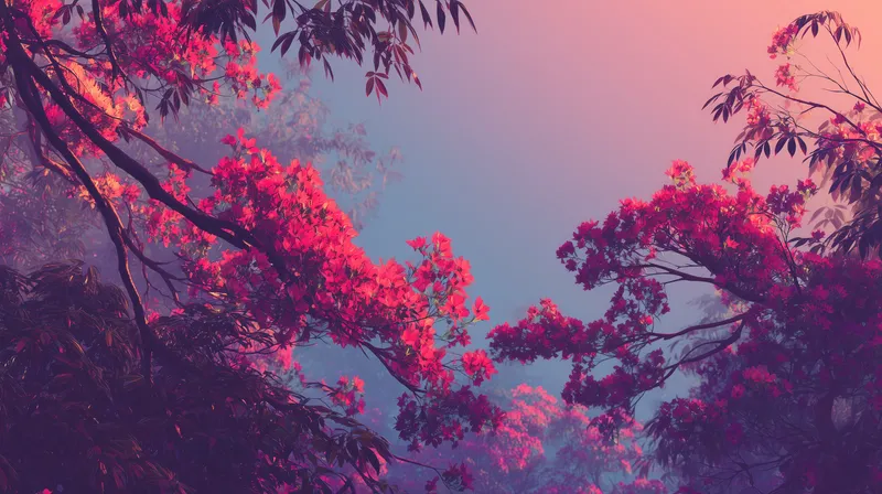 Crimson Canopy at Dusk wallpaper