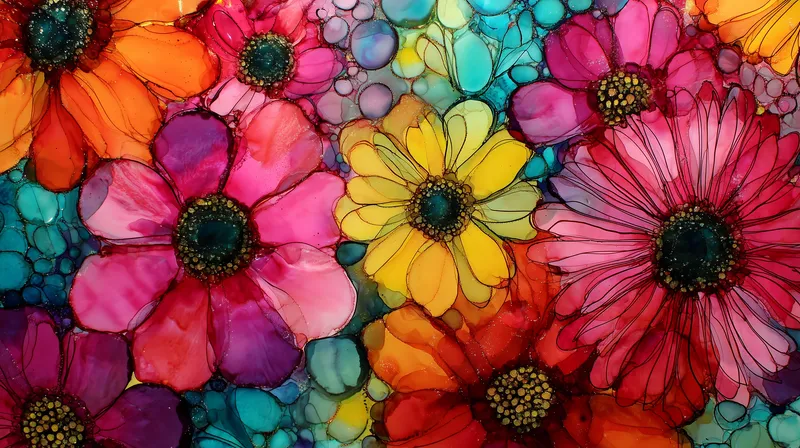 Vivid Blooms in Liquid Glass wallpaper