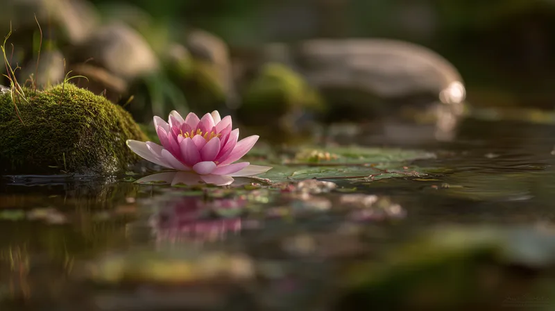 Pink Lotus at the Water's Edge wallpaper