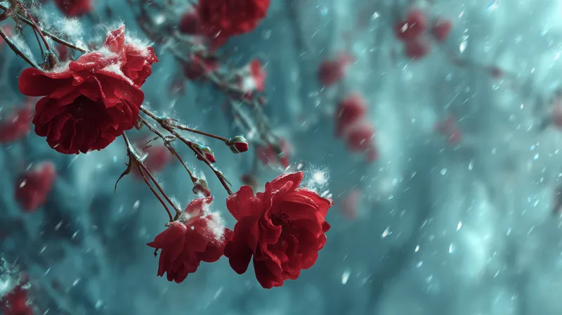 Red Roses in Winter Snow wallpaper