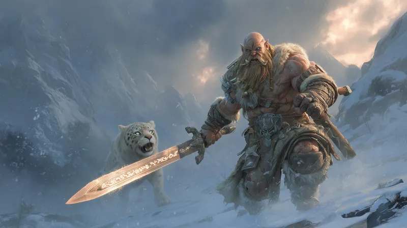 Frost Giant and Snow Leopard wallpaper