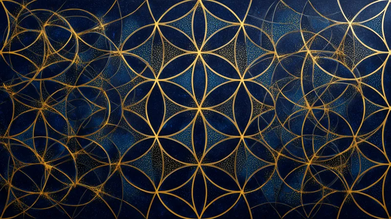 Golden Flower of Life on Midnight Blue wallpaper