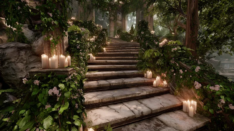 Enchanted Forest Stairway wallpaper