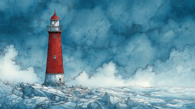 Red Lighthouse in the Storm wallpaper