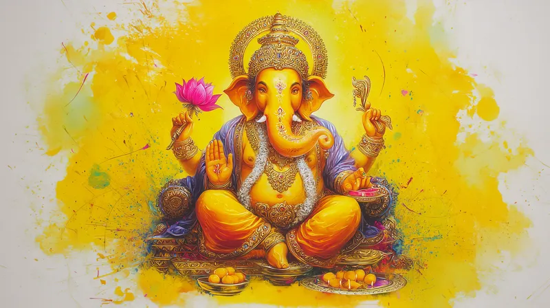 Ganesha in Golden Light wallpaper