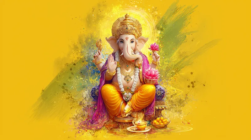 Lord Ganesha Vibrant Yellow Blessing wallpaper