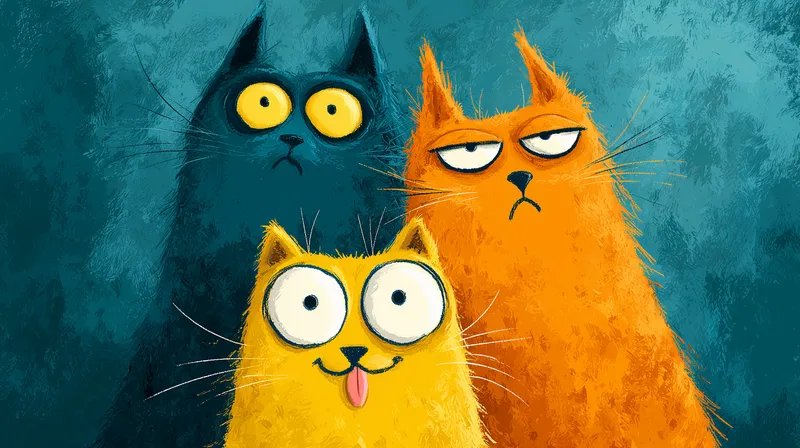 Three Quirky Cartoon Cats wallpaper