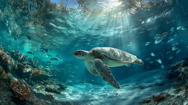 Sea Turtle Gliding Through Crystal Waters wallpaper
